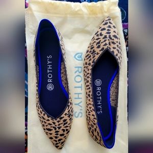 Rothy's Point Flats in Leopard Print. Size 8.5